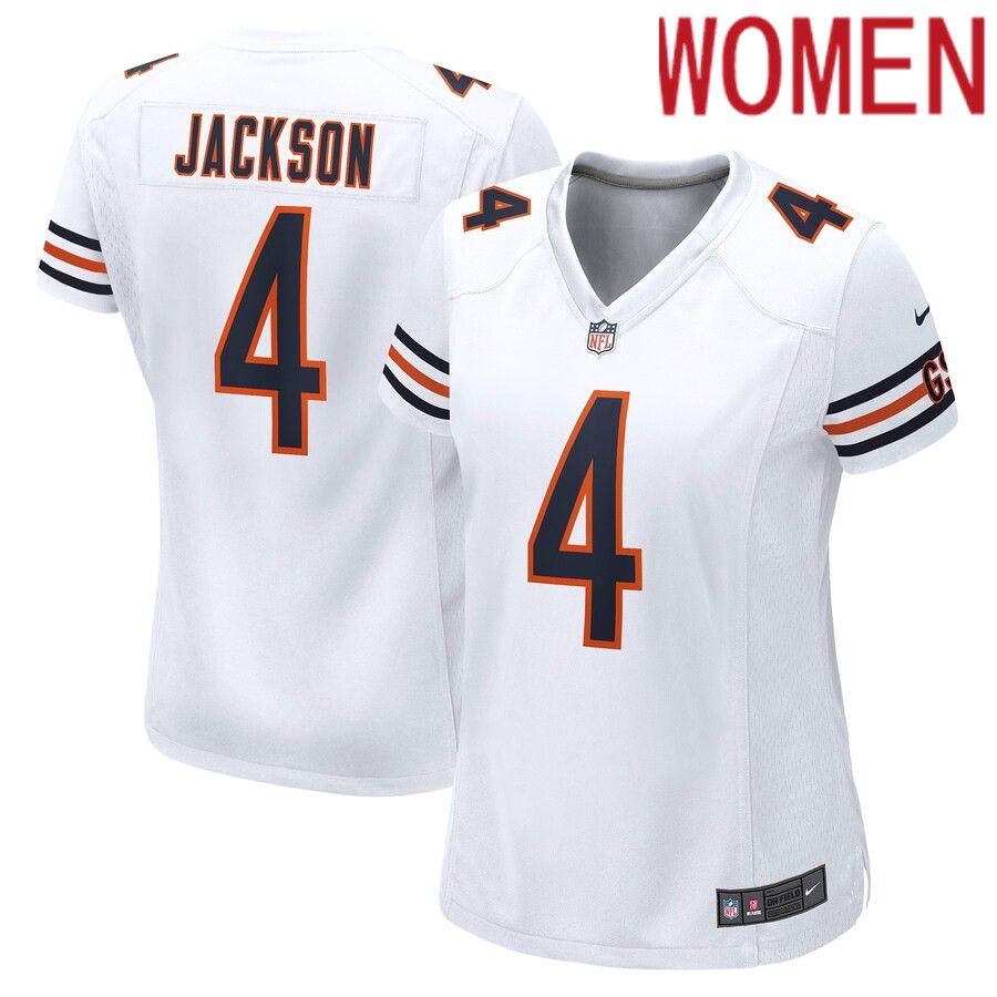 Women Chicago Bears 4 Eddie Jackson Nike White Game NFL Jersey
